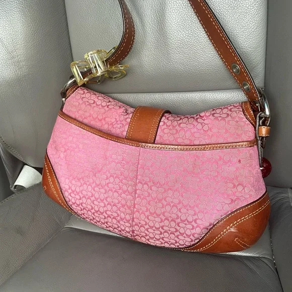 Rare Pink and Brown Coach SoHo - Picture 2 of 13